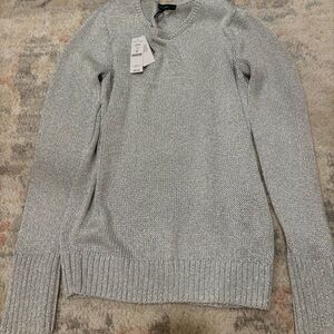 White House Black Market Silver Crew Neck Sweater